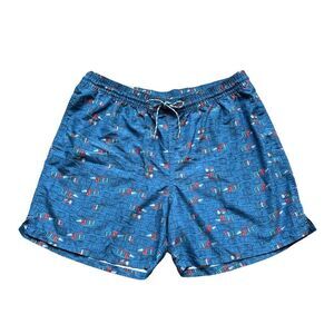 🆕Goodfellow & Co Men’s Blue Sail Boat Graphic Board Shorts Swim Trunks